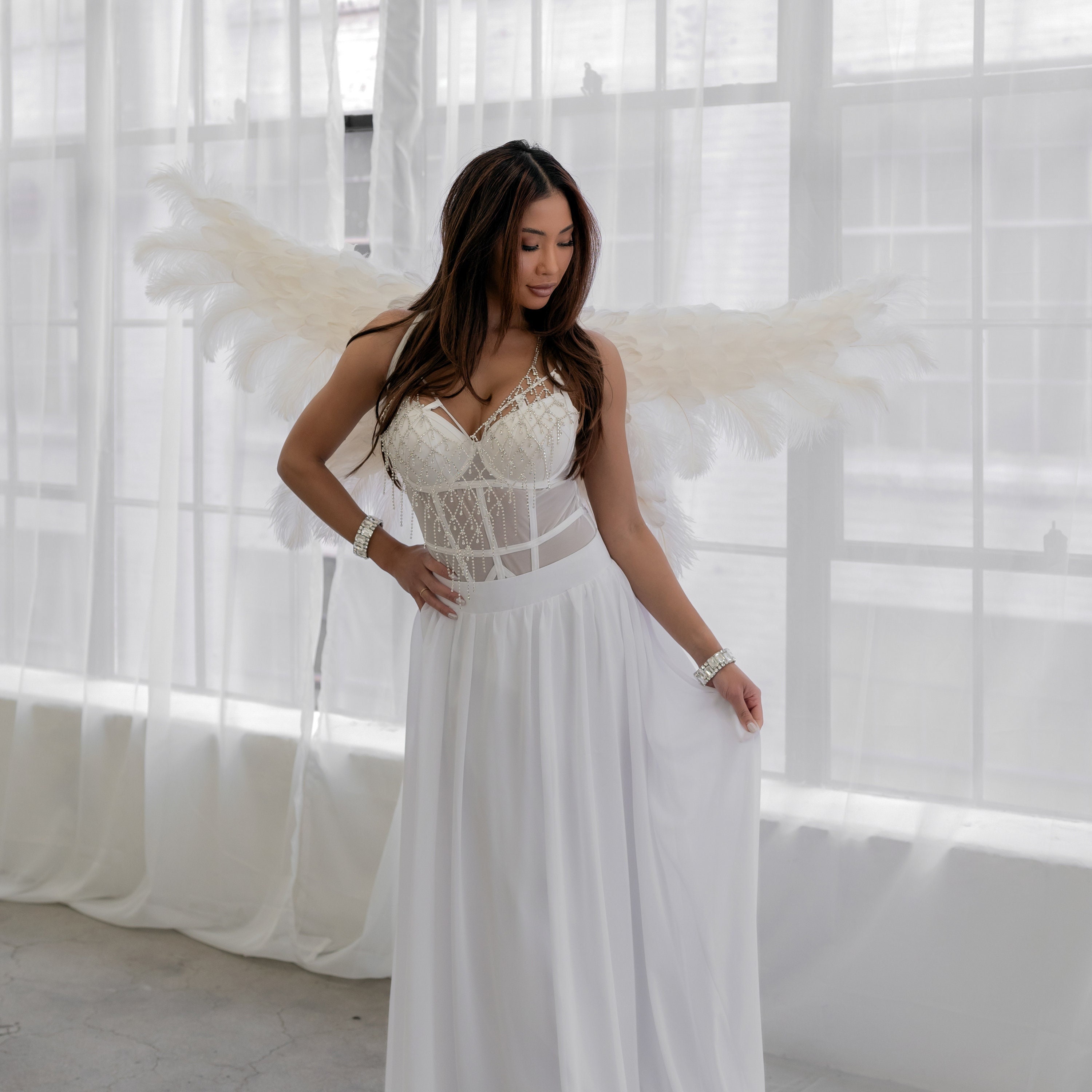 トリートユアセルフ angel wings long dress white トリートユアセルフ angel wings long dress white トリート