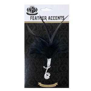 Small Decorative Black Feather Flower Accent for Millinery, Boutonniere and Corsage, Jewelry Design, Decor, Arts and Craft Supply ZUCKER®