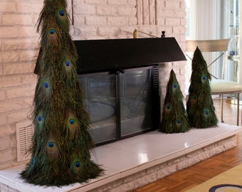 Decorative Feather Trees for Holiday Decor made with Peacock Feathers, Peacock Feather Decoration for Home & Holiday Decor ZUCKER® Original