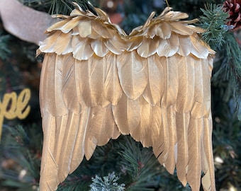 Decorative Gold Angel Feather Wing Ornament, Wall Hanging for Home, Holiday & Party Decor for Baptisms, First Communion and Weddings ZUCKER®