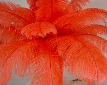 Large Ostrich Feathers 17-25", 1 to 25 pieces, HOT ORANGE, For Feather Centerpieces, Party Decor, Millinery , Carnival , Costume ZUCKER®