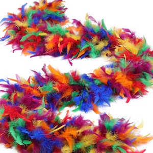 120 Gram Chandelle Feather Boas Rainbow Mix 2 Yards For Party Favors, Kids Craft, Dress Up, Dancing, Halloween, Costume ZUCKER®