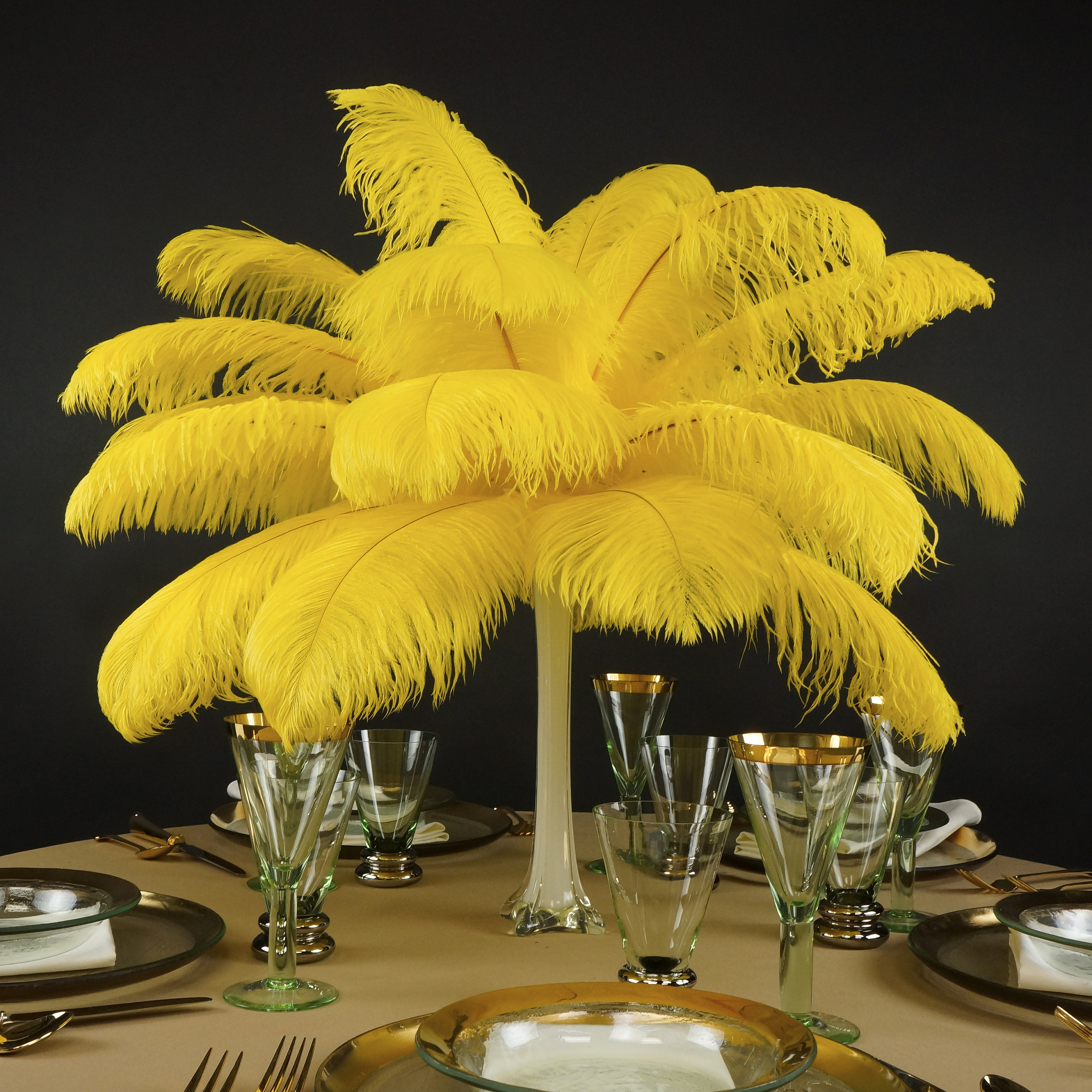 14-16inch Natural Ostrich Feathers Plume for Wedding Centerpieces Party Decoration WIBEN Set of 10 Yellow 
