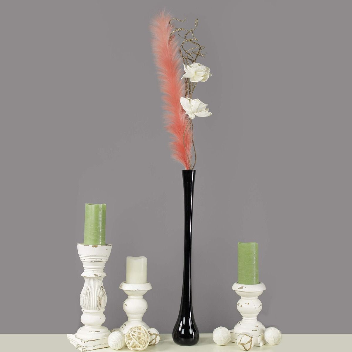 Faux Ostrich Feather Stems, Pink Fake Ostrich Feathers, Faux Pampas