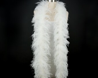 4 Ply White Ostrich Feather Boa For Fashion and Accessory Design, Cosplay, Halloween Costume, Burlesque & Dancing Stage Performance ZUCKER®