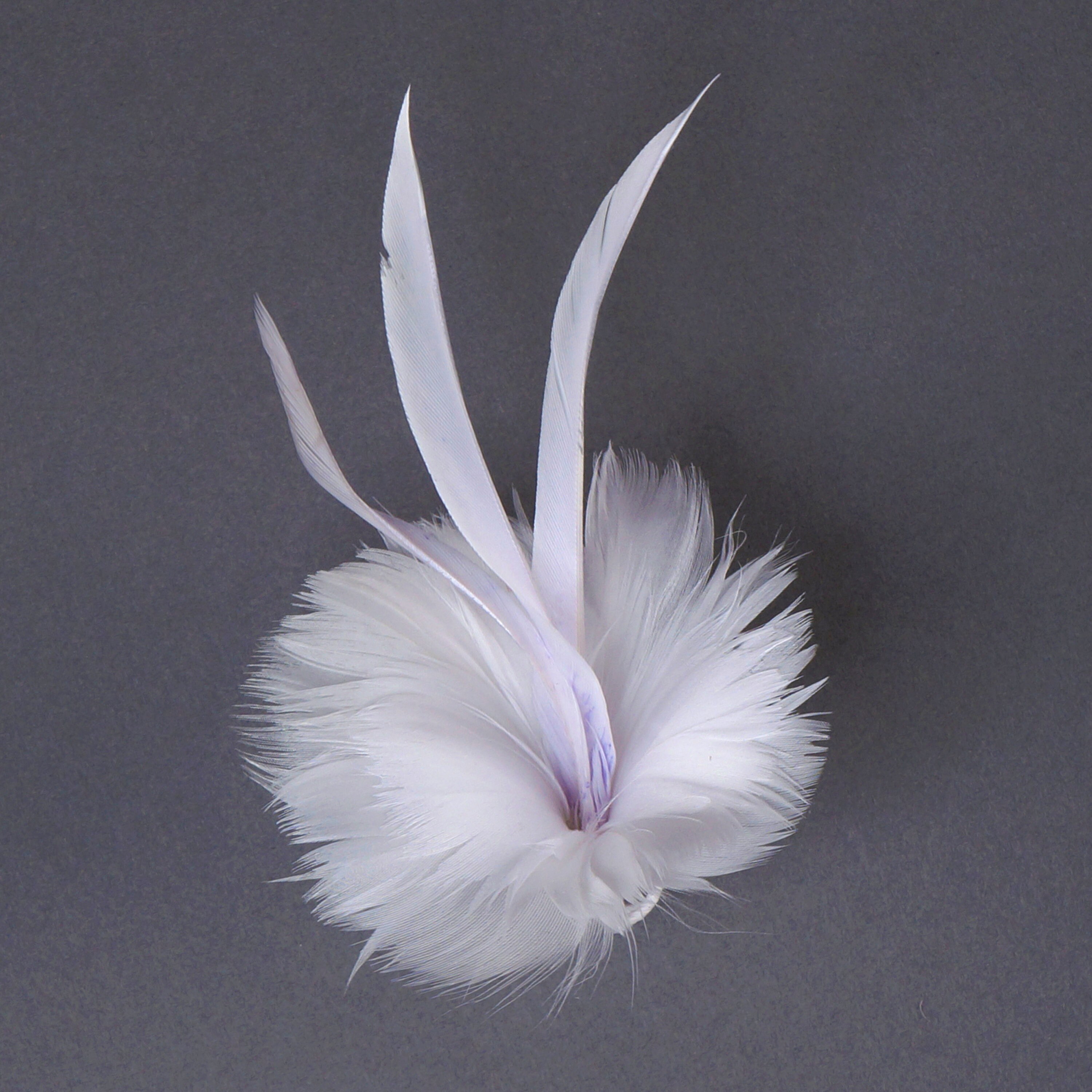 Small Decorative White Feather Flower Accent for Millinery, Boutonniere