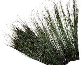 Peacock Flue, 14-16" NATURAL Iridescent Green Peacock Flue, Super Long Peacock Herl Feathers ZUCKER®