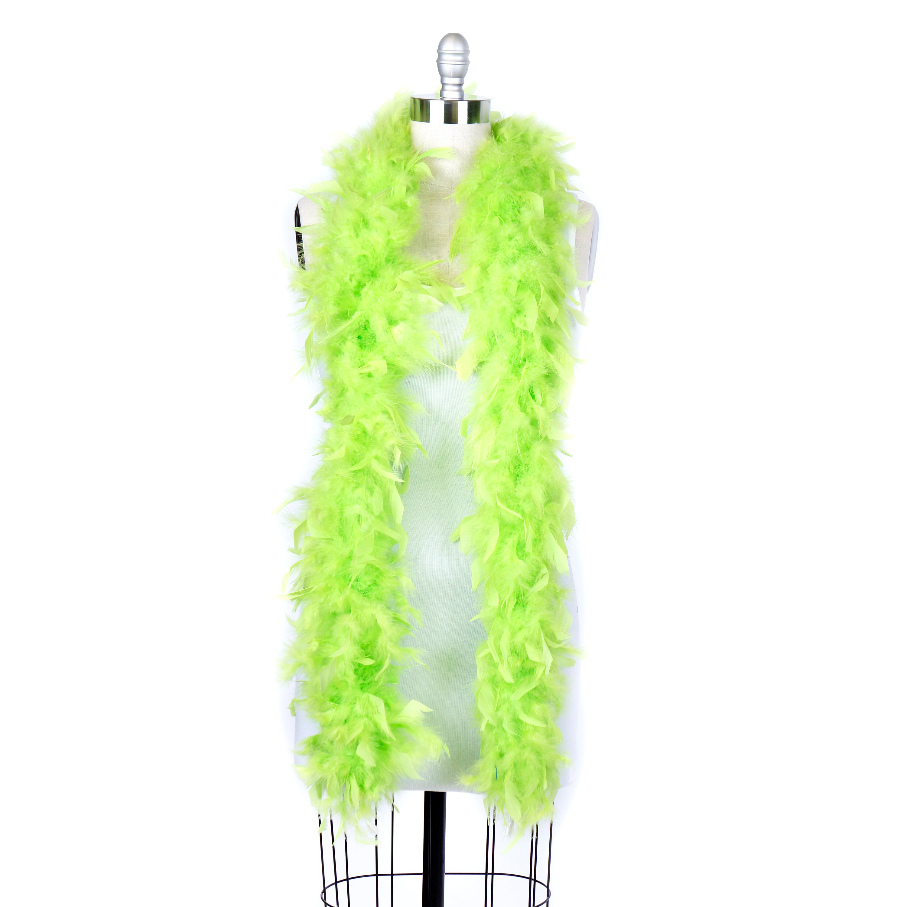60 Gram Chandelle Feather Boa, Lime Green 2 Yards For Party Favors