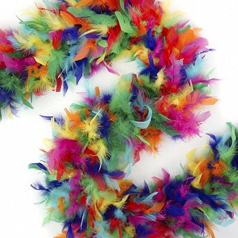 Rainbow Feather Boa 80 Gram Confetti Mix Chandelle Feather Etsy