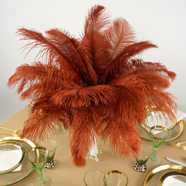 Ostrich Feathers 13-16" COPPER - For Feather Centerpieces, Party Decor, Millinery, Carnival, Fashion & Costume ZUCKER®