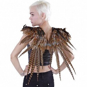 Natural Over the Shoulder Pheasant Feather Wings, Costume Feather Wing, Unique Cosplay & Halloween Feather Wings, Owl, Phoenix Wings ZUCKER® image 4