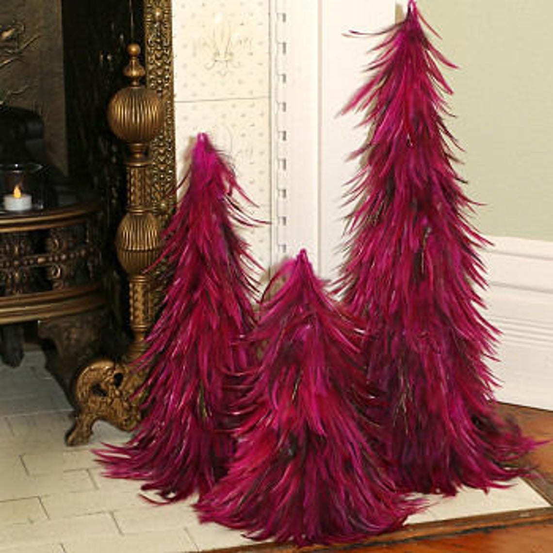 Festive Decorative Holiday Feather Tree Unique Holiday & Etsy