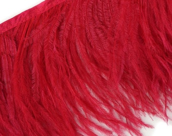 2PLY Ostrich Feather Fringe Red 2yd bolt For Bridal & Fashion Design, Special Events Decor, Carnival Costume, Cosplay, Millinery ZUCKER®