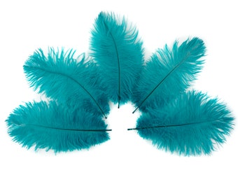 Ostrich Feathers 4-8" Dark AQUA, Mini Ostrich Drabs, Floral Bouquets, Boutonnieres, Small Centerpieces ZUCKER® Dyed and Sanitized USA
