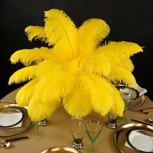 Ostrich Feathers 13-16&quot; YELLOW - For Feather Centerpieces, Party Decor, Millinery, Carnival, Fashion & Costume ZUCKER®