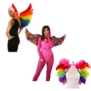 Rainbow Feather Wings Collection, Multi Color Feather Wings for Carnival, Pride, Festivals, Photography ZUCKER® Feather Place