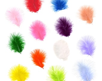 Turkey Feathers, Rainbow Loose Turkey Marabou Feathers, Short and Soft Fluffy Down, Craft and Fly Fishing Supply Feathers ZUCKER®