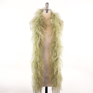 2 Ply Sage Green Ostrich Feather Boa Yards For Fashion & Accessory Design, Cosplay, Halloween Costume, Burlesque Dance Performance ZUCKER®