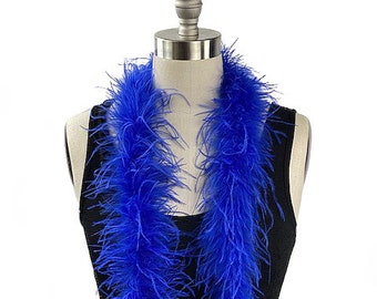 Ostrich Feather Boa, Royal Blue 2 Ply Value Ostrich Boa Halloween Costume, Dance and Fashion Design ZUCKER® Dyed & Sanitized in the USA