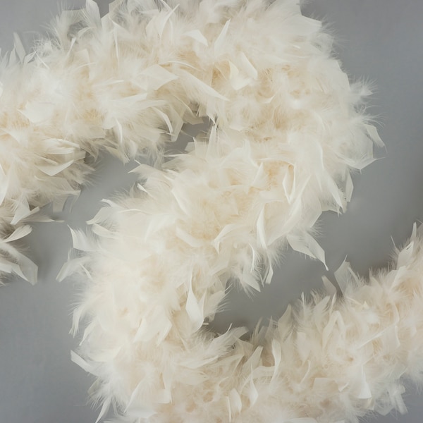 120 Gram Chandelle Feather Boa IVORY 2 Yards For Party Favors, Kids Craft & Dress Up, Dancing, Wedding, Halloween, Costume ZUCKER®