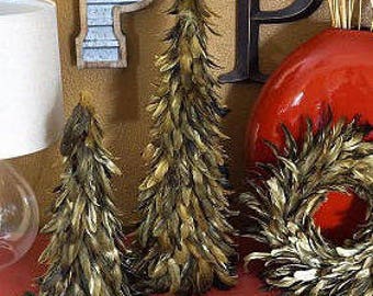 GOLD 24" Gilded Metallic Feather Trees - Christmas , Fall Decorative Event &  Holiday Christmas Trees ZUCKER®