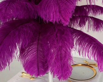 Large Ostrich Feathers 17-25”, 1 to 25 Pieces Prime Ostrich Femina Wing Plumes FUSCHIA, Wedding Centerpiece, Carnival Feathers ZUCKER® USA