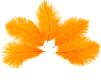 Ostrich Feathers 4-8" MANGO Orange, Mini Ostrich Drabs, Floral Bouquets, Boutonnieres, Small Centerpieces ZUCKER® Dyed and Sanitized USA