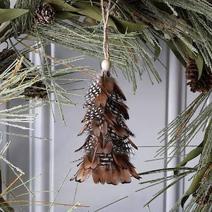 Decorative Mini Feather Tree Ornament - Pheasant with Guinea Feathers - Christmas Decor, Unique Holiday Decorative Ornaments ZUCKER®
