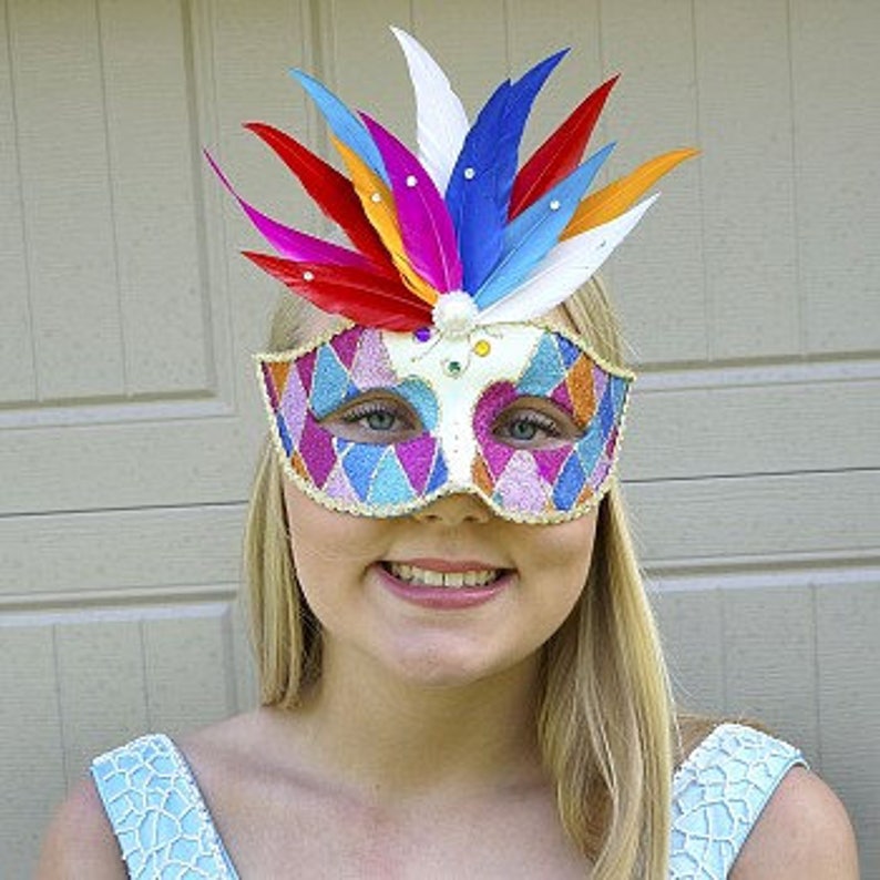 Jubilee Masquerade Feather Mask W/glitter Details for - Etsy