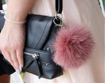 AMETHYST Marabou Feather Pom Pom Key Chain - Unique Party Favor, Stocking Stuffer and Gift ZUCKER®
