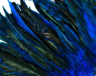 Turquoise Chinchilla Rooster Feathers, 8-10" Long Barred Rooster Feathers, Dyed Strung Bulk Feathers For Carnival & Costume Design ZUCKER®