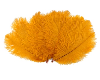 Ostrich Feathers 9-12" MARIGOLD, Ostrich Drabs, Centerpiece Floral Supplies, Carnival & Costume Feathers ZUCKER®Dyed and Sanitized USA