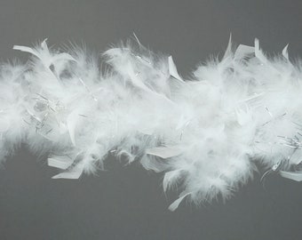 40 Gram Chandelle Feather Boa  WHITE & SILVER LUREX 2 Yards For Party Favors, Kids Craft, Dress Up, Dance, Halloween, Costume Zucker®