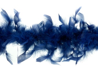 40 Gram Chandelle Feather Boa NAVY Blue 2 Yards For Party Favors, Kids Crafting & Dress Up, Dancing, Wedding, Halloween, Costume ZUCKER®