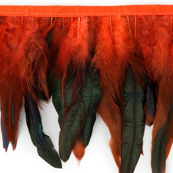 1 yd Half Bronze Gold Sewing Craft Supplies ZUCKER Rooster Schlappens Feather Fringe Trim