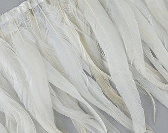 1 Yard Natural White Coque Tail Feather Fringe - DIY Art Crafts, Carnival, Cosplay, Costume, Millinery & Fashion Design ZUCKER®