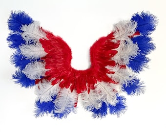 Americana Red, White and Blue Feather Angel Wings for 4th of July Parade Celebration Costume Wings