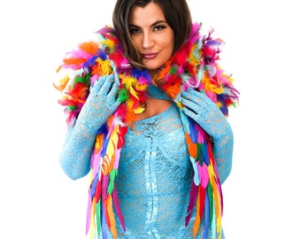 Rainbow Disco Over the Shoulder Feather Angel Wing, Feather Epaulette & Halloween Costume, Bird Cosplay Feather Accessory ZUCKER®
