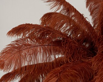Large Ostrich Feathers 17-25”. 1 to 25 pieces,  Prime Ostrich Femina Wing Plumes COPPER Brown, Wedding Centerpiece, Carnival Feather ZUCKER®