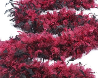 120 Gram Chandelle Feather Boa Tipped BURGUNDY & BLACK 2 Yards For Party Favors, Kids Craft, Dress Up, Dancing, Halloween, Costume ZUCKER®