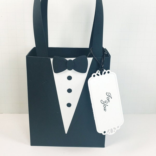 Groom Gift Bag - Wedding Gift Bag - Gift Bag for the Groom - Tuxedo Gift Bag - Tuxedo Gift Bag with Tag - Wedding Gifting - Groom Gift Bag