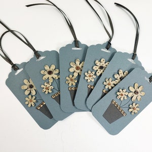 Gift Tags - Flower Gift Tags - Flower Pot - All Ocassion Gift Tags - Any Ocassion Gift Tags - Handmade - Birthday - New Home - Set of 6 Tags