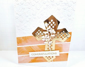 Religious Greeting  - Christening Card - Gold Cross - Religious Event - Communion Card - Confirmation Card - Congratulations - Blank Card