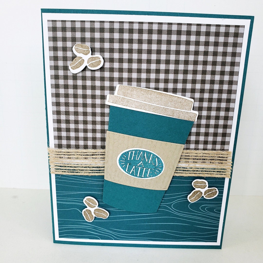 Thank You Card Thanks a Latte Coffee Cup Thank You Card - Etsy
