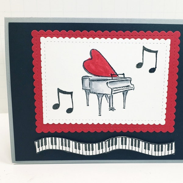 Pop Up Card - Piano Keys - Music Lover - Any Occasion - Birthday - Anniversary - Valentine's Day - Wax Seal - Music Themed Card -  Handmade