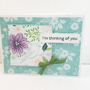 Get Well Card - Floral Get Well Geeting Card - Flowers - Bird - Thinking of You - Feel Better Soon - Handmade Get Well Greeting