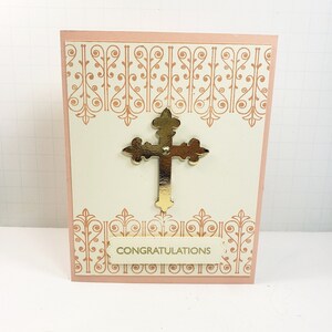 Confirmation Card - Feminine Confirmation - Gold Cross - Religious Event - Congratulations Card - Confirmation Congratulations Greeting