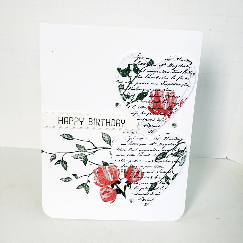 Birthday Card Happy Birthday Feminine Birthday Hearts | Etsy