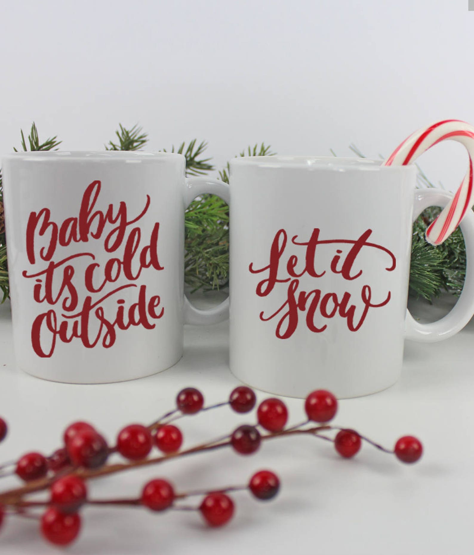 Christmas Mug Set Holiday Mug Set Statement Mugs Etsy