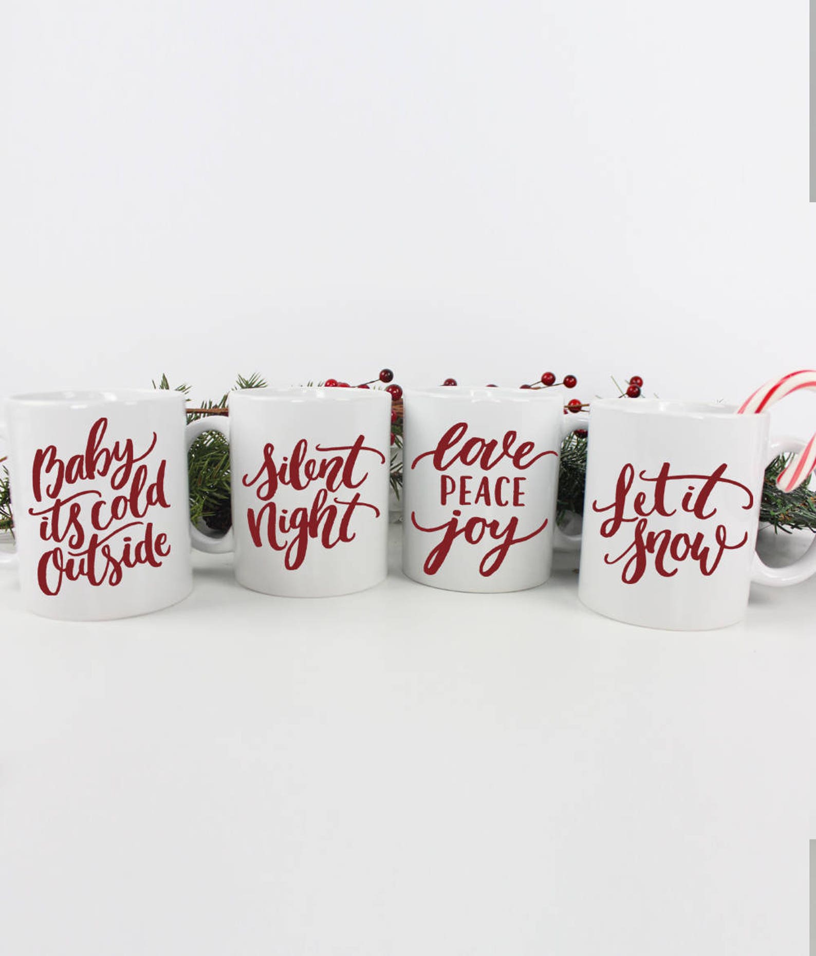 Christmas Mug Set Holiday Mug Set Statement Mugs - Etsy